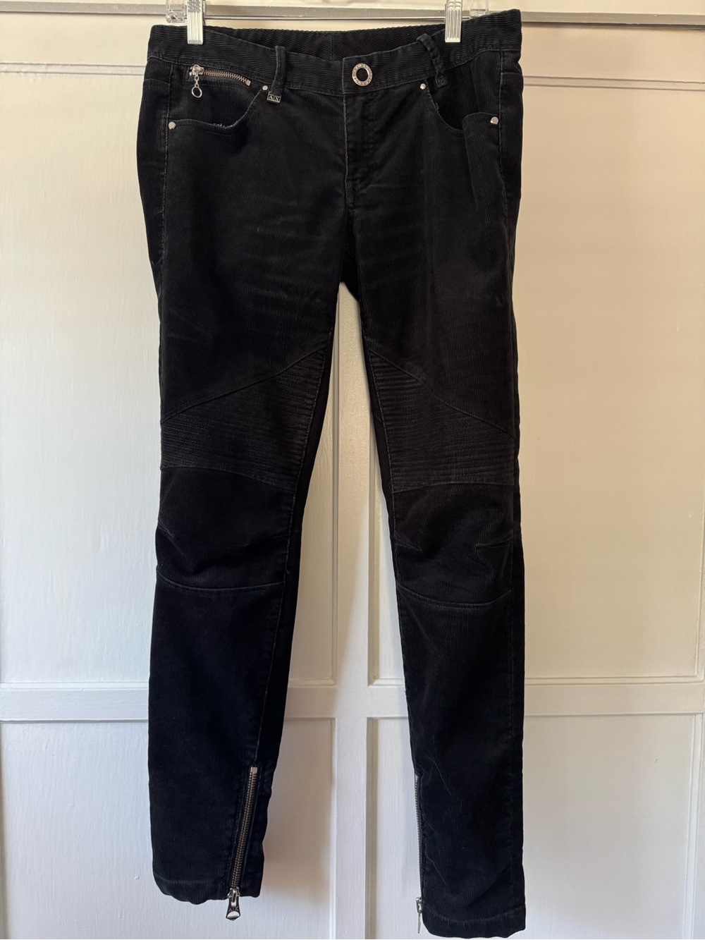 A/X Armani Exchange black corduroy pants with zipper detail, size 8